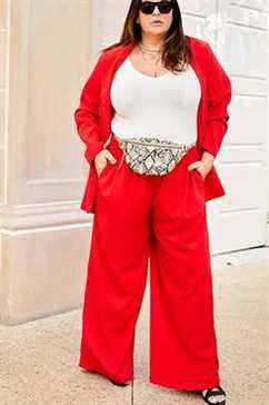 Pantalon large rouge flamme The Drop x Katie Sturino