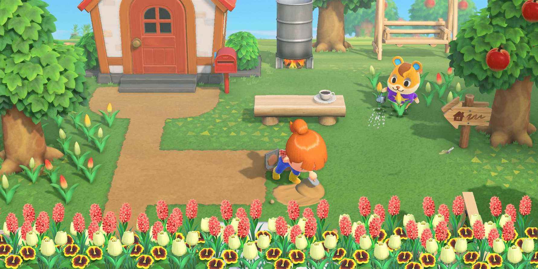 Un joueur personnalise son île dans Animal Crossing : New Horizons.