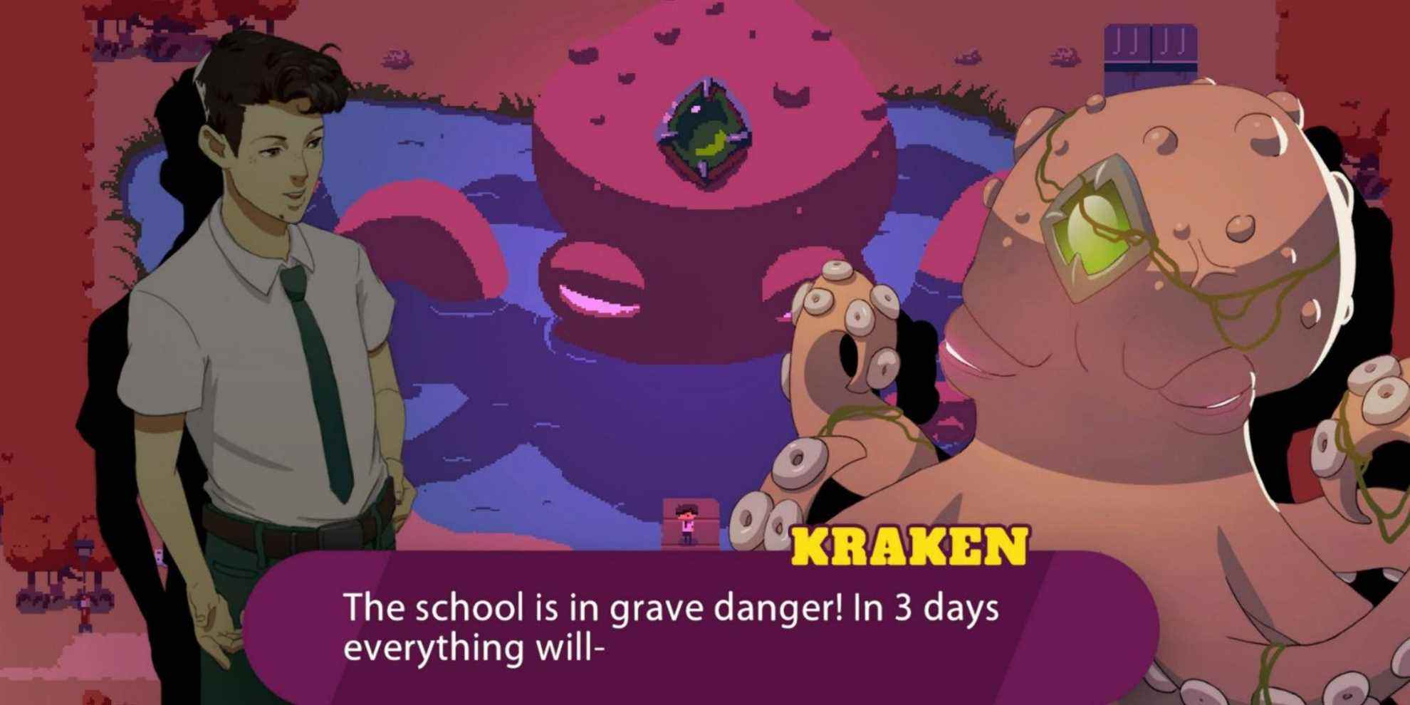 personnage principal parlant au kraken dans l'académie kraken !!