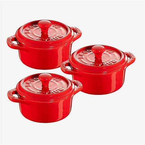 Staub Mini cocotte ronde en cerisier (Ensemble de 3)