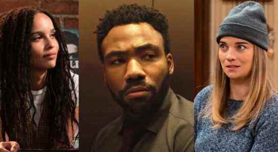 Zoe Kravitz in High Fidelity; Donald Glover in Atlanta season 3; Annie Murphy in sitcom format in Kevin Can F Himself