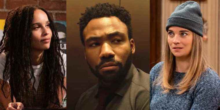 Zoe Kravitz in High Fidelity; Donald Glover in Atlanta season 3; Annie Murphy in sitcom format in Kevin Can F Himself