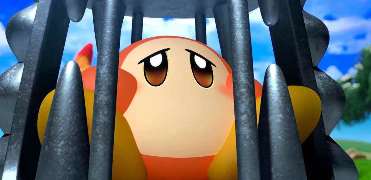 Un Waddle Dee piégé dans Kirby et la terre oubliée