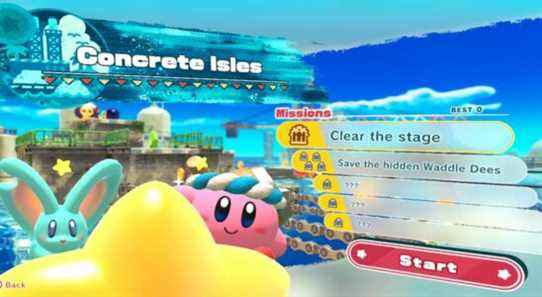 concrete isles kirby forgotten land menu