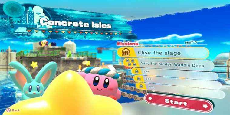 concrete isles kirby forgotten land menu