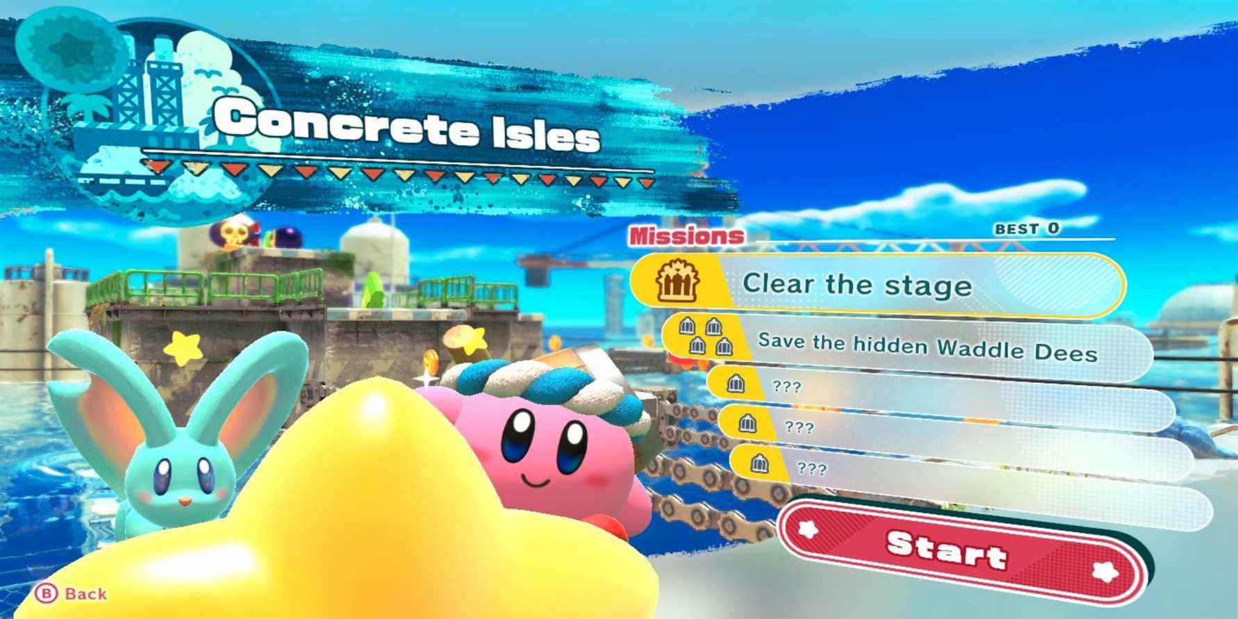 concrete isles kirby forgotten land menu