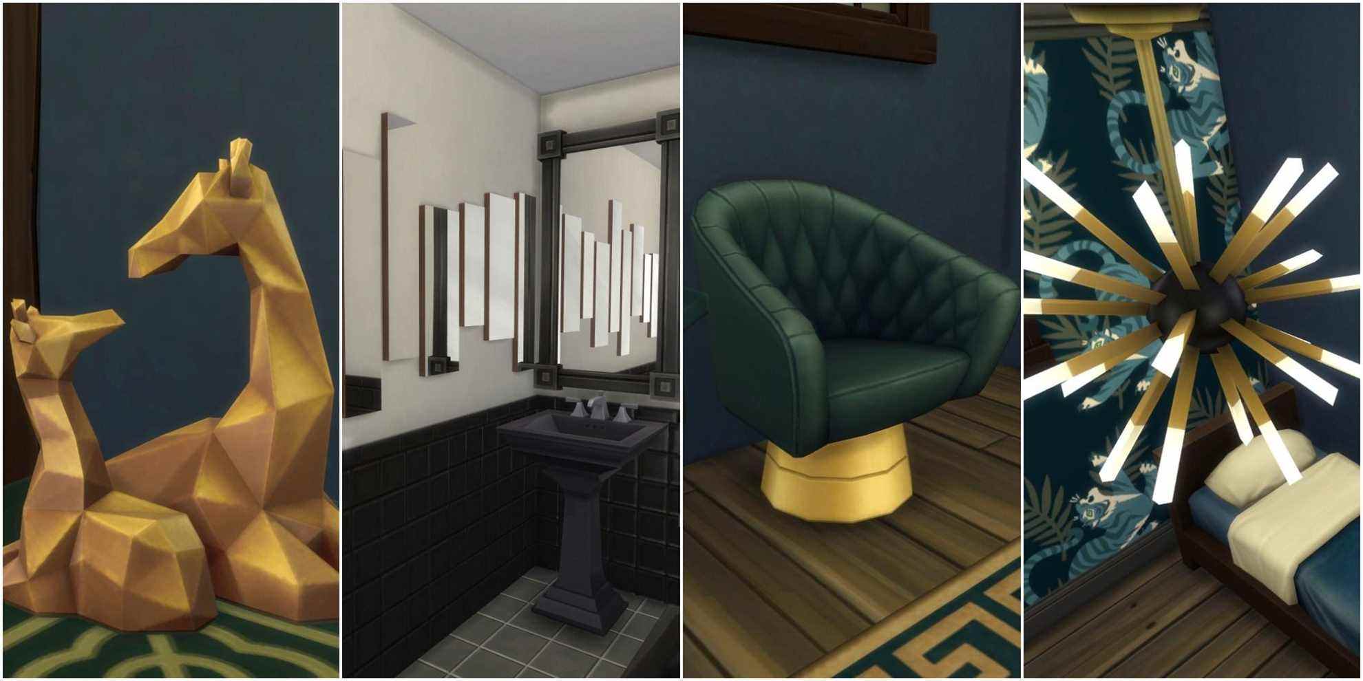 A collage of items from the Decor to the Max kit for The Sims 4