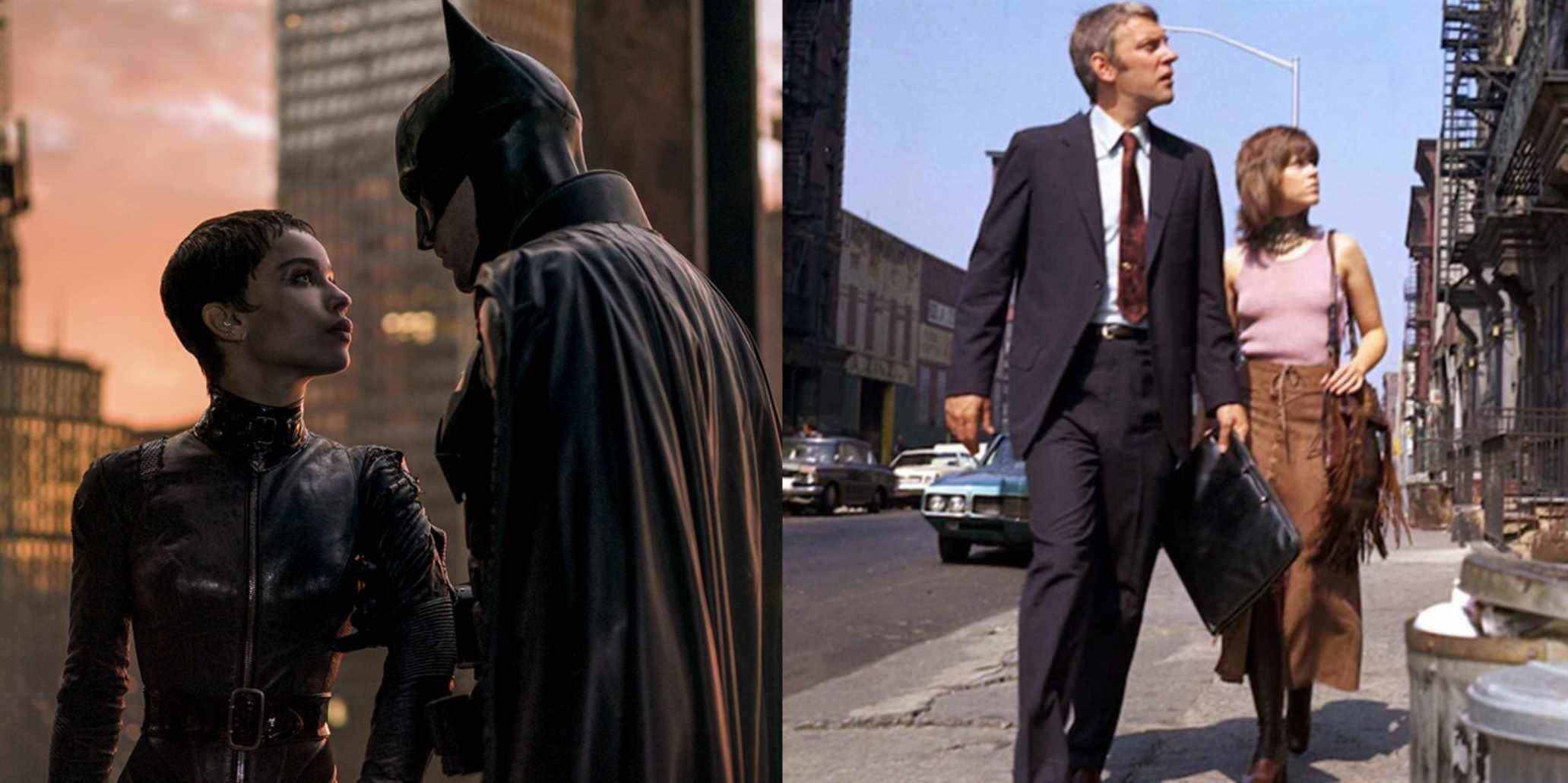 Split image of Batman and Catwoman in The Batman and Klute and Bree in Klute