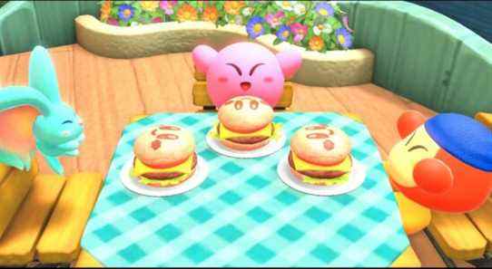 kirby eating burgers