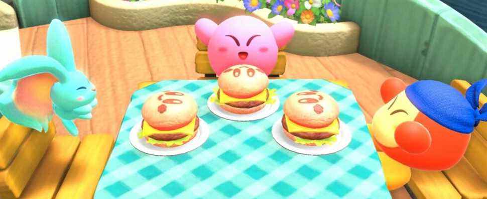 kirby eating burgers