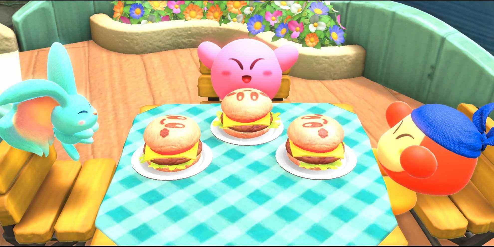 kirby eating burgers