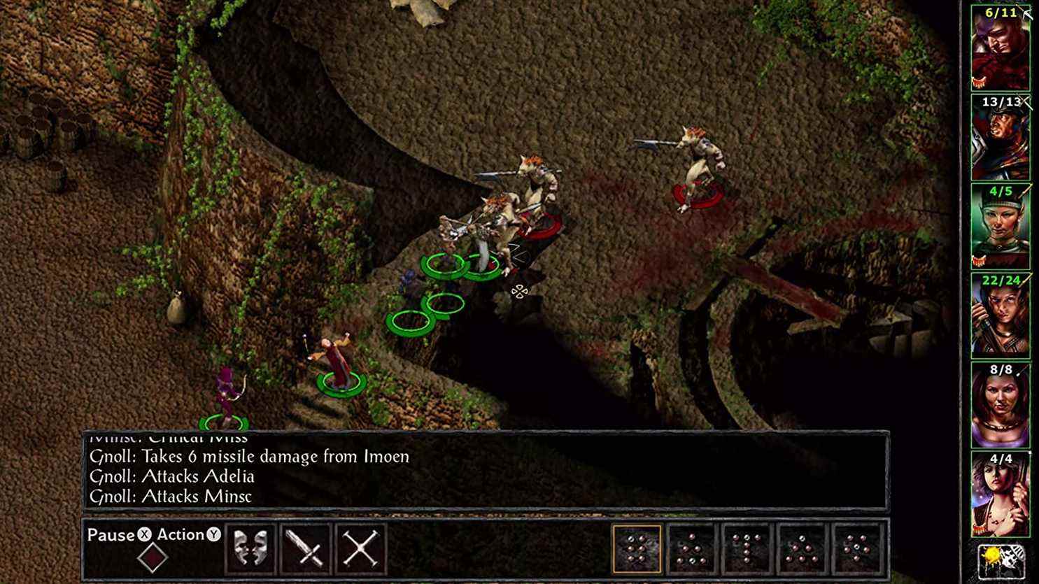 Un groupe d'aventuriers à Baldur's Gate combattant une vague de monstres