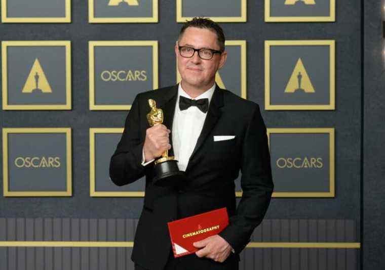 Greig Fraser, winner of the award for best cinematography for "Dune, " at the 94th Academy Awards held at Dolby Theatre at the Hollywood & Highland Center on March 27th, 2022 in Los Angeles, California.