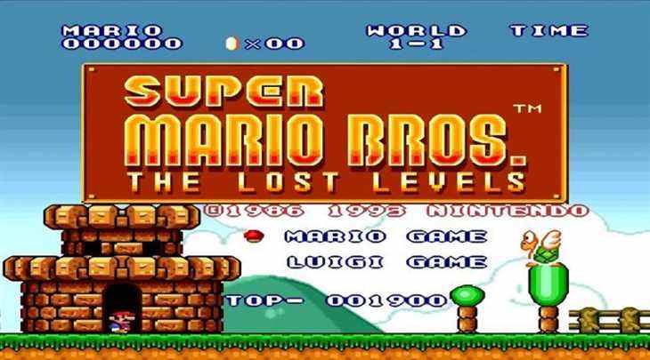 super mario bros.: l'écran titre des niveaux perdus