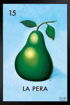 15 La Pera Pear Loteria Card dans un cadre en bois