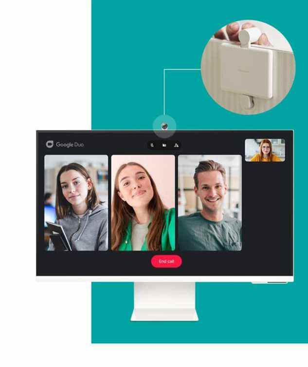 Certaines applications de chat vidéo, comme Google Duo, sont intégrées au moniteur. 