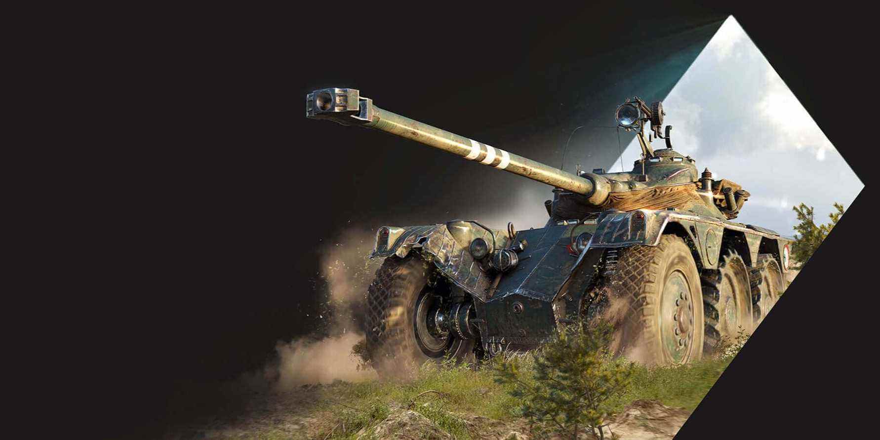 World Of Tanks Blitz Panhard EBR 90 dans une bataille sur un terrain