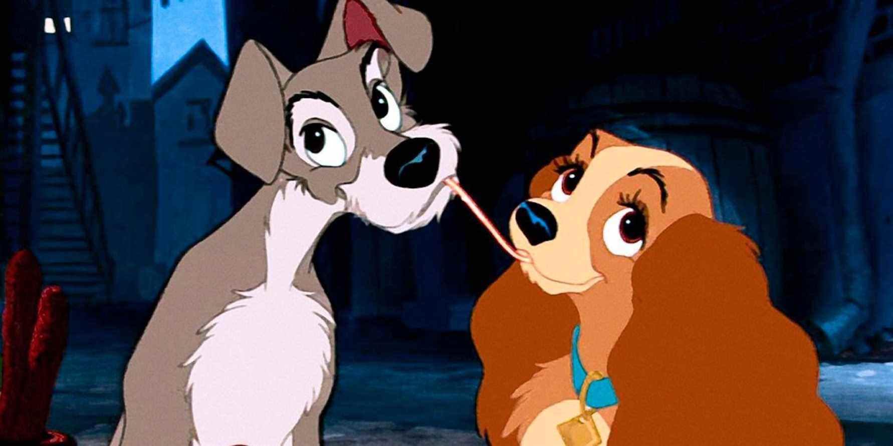 Dog Movie Lady And The Tramp scène de spaghettis