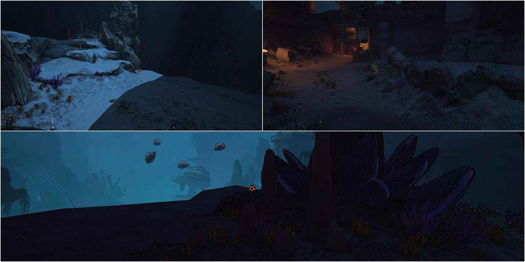 Showcase of various Lucky Dice location in Tiny Tina's Wonderlands Drowned Abyss.