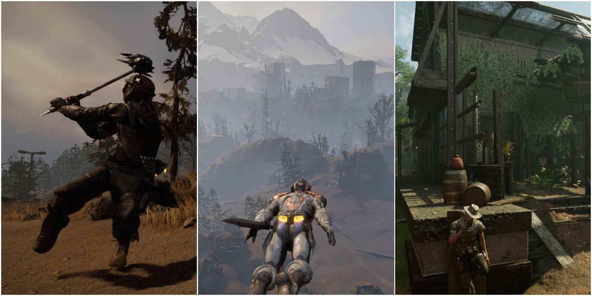 Elex II - A joined image of 3 screenshots.