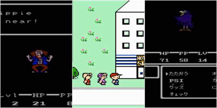 EarthBound Beginnings - A joined image of 3 screenshots.