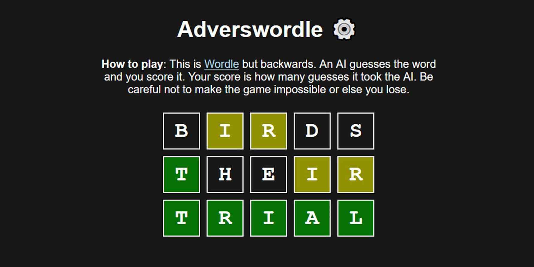 Adverswordle screenshot