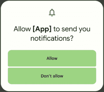 aperçu de la boîte de dialogue d'autorisation de notification Android 13