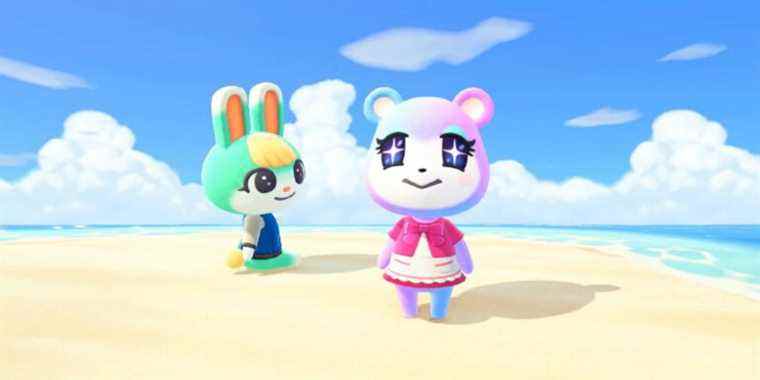 animal crossing new horizons judy and sasha on the beach.