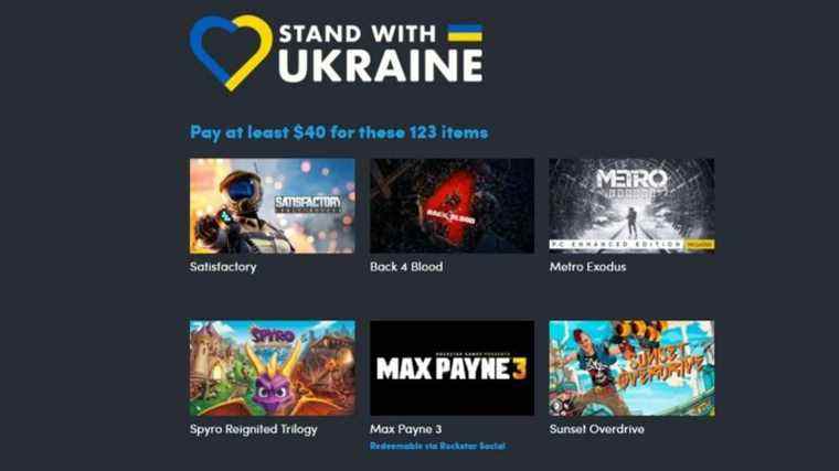 Ce pack incroyable vous offre plus de 2 000 $ de jeux pour un don à l’Ukraine