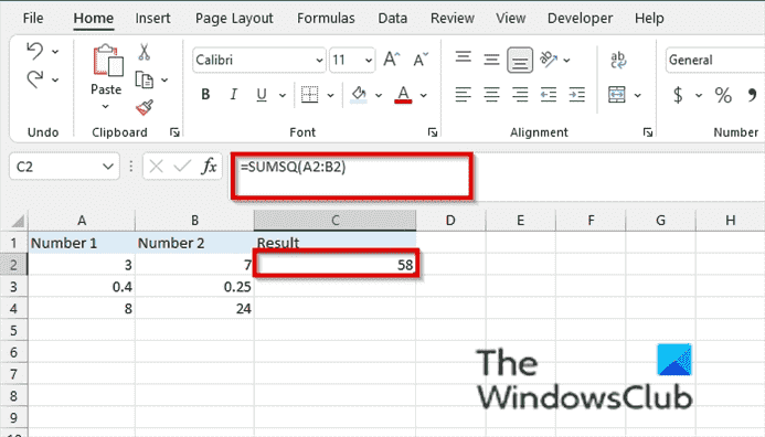 Comment utiliser la fonction SUMSQ dans Excel