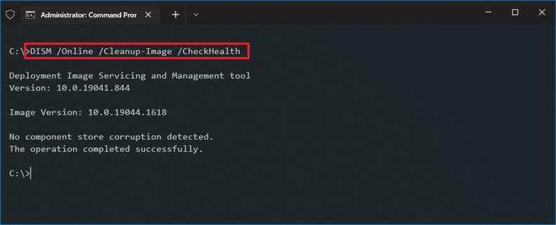 DISM CheckHealth