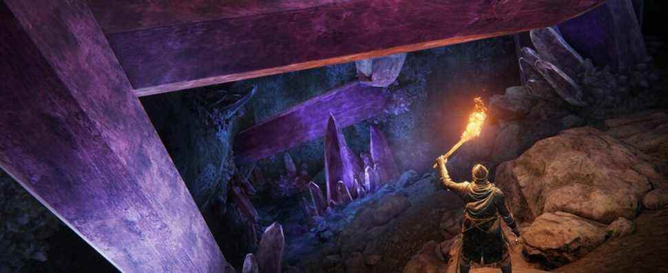 Elden Ring player exploring crystal cave