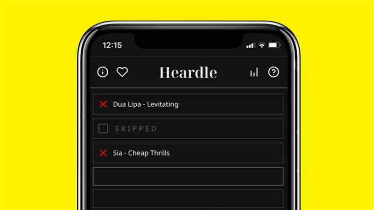 Heardle, le mot de la musique, a des utilisateurs qui se précipitent pour nommer la chanson la plus populaire à lire Inscrivez-vous aux bulletins d'information variés Plus de nos marques
	
	
