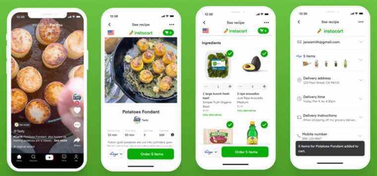 Instacart vous permet d’acheter des ingrédients à partir de recettes TikTok en quelques clics