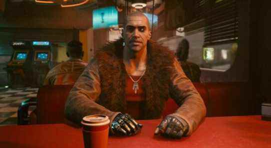 Cyberpunk 2077 river ward sitting at diner