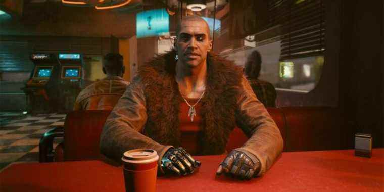 Cyberpunk 2077 river ward sitting at diner