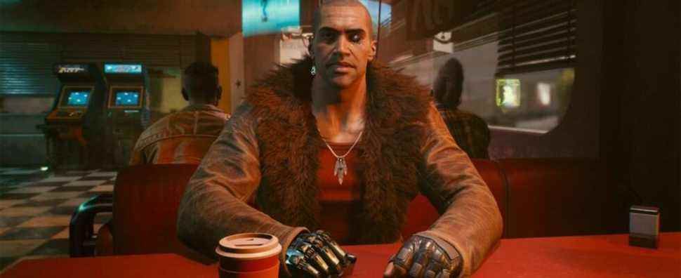 Cyberpunk 2077 river ward sitting at diner