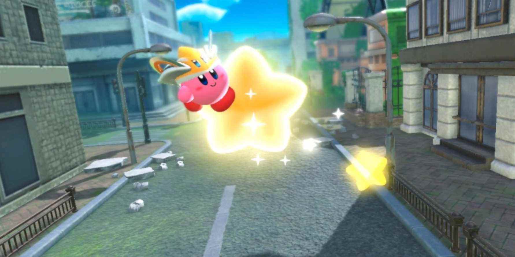 kirby flying on a star forgotten land