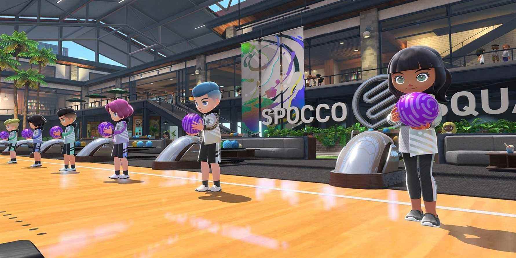 Bowling in Nintendo Switch Sports with several Sportsmates