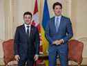 Le président ukrainien Volodymyr Zelenskyy photographié avec le premier ministre Justin Trudeau lors d'une réunion en 2019 à Toronto, où les sujets abordés comprenaient 