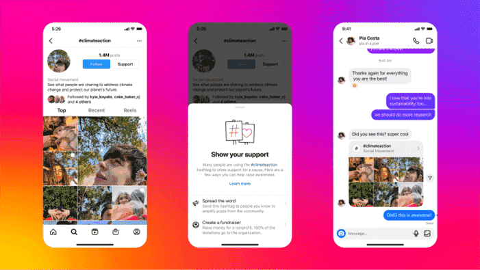 Le dernier test d’Instagram facilite le soutien des mouvements sociaux grâce aux hashtags