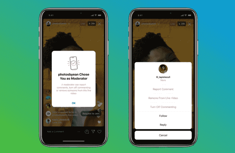 Les créateurs d’Instagram Live peuvent désormais faire appel à des modérateurs pour gérer les trolls