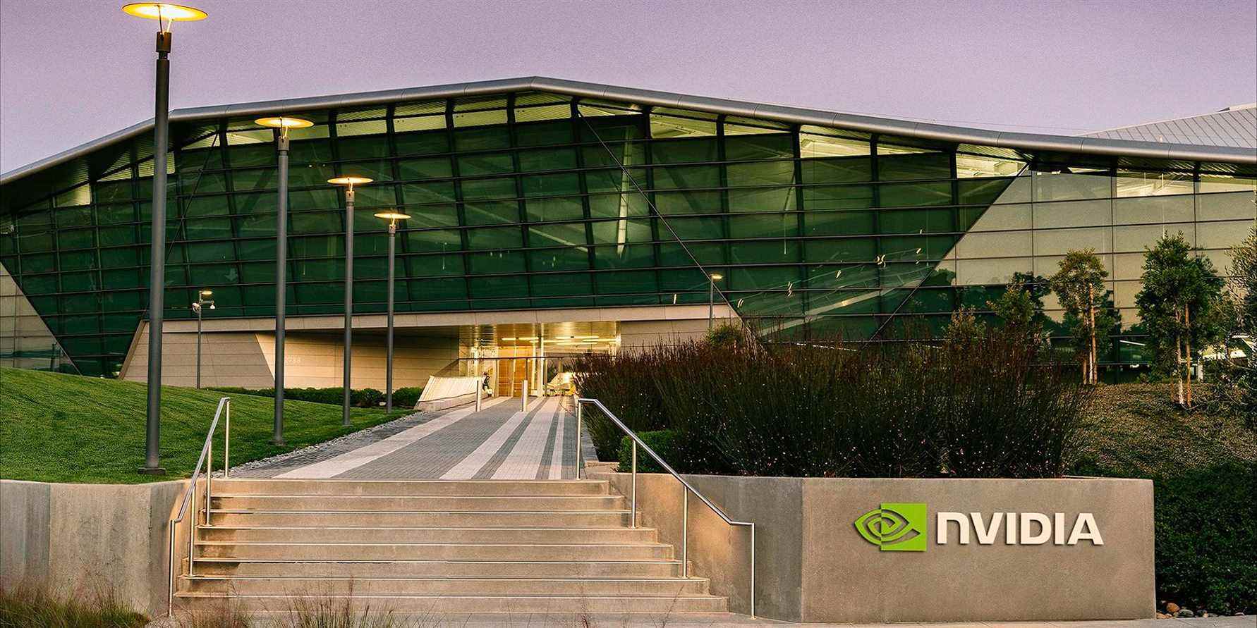 A photo of the Nvidia headquarters in Santa Clara, California.