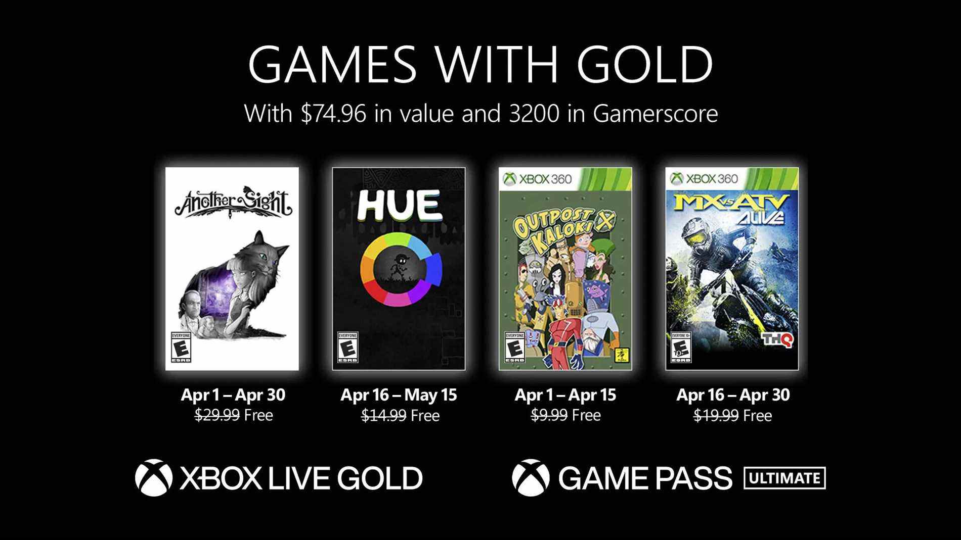 Les jeux gratuits Xbox Live Gold pour avril 2022 annoncés    
