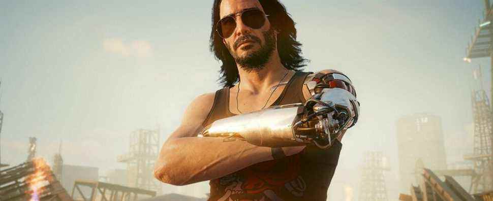 Image from Cyberpunk 2077 showing Johnny Silverhand wearing sunglasses.