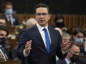 Le député conservateur Pierre Poilievre lors de la période des questions le 29 novembre 2021 à Ottawa.