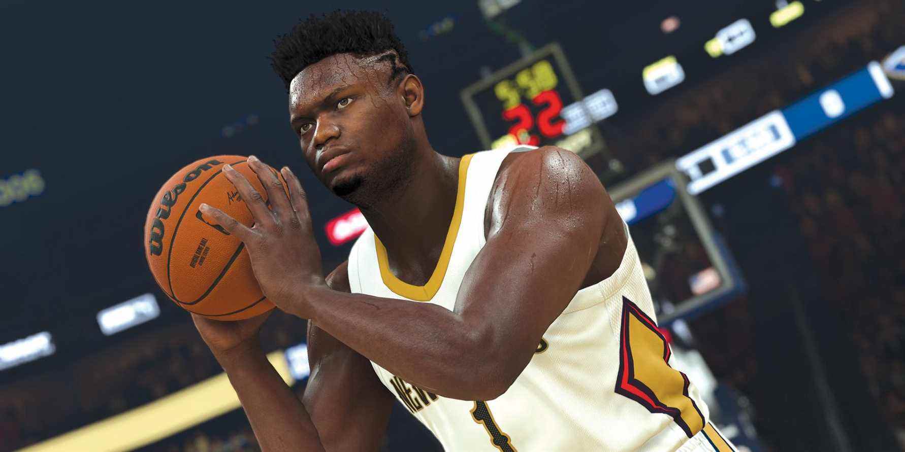 NBA 2K22 Sweating Player Holding Ball