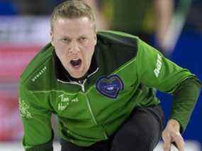 Le capitaine de la Saskatchewan, Colton Flasch, a battu l'équipe du Nord de l'Ontario en séries éliminatoires hier.  Photo Michael Burns