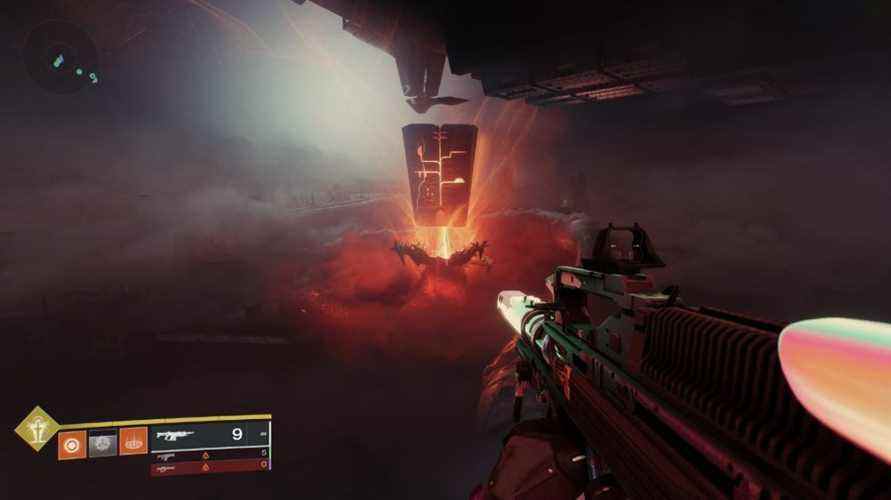 Un monolithe noir inquiétant flotte au-dessus de la bouche d'un dieu ver dans le nouveau raid Vow of the Disciple dans Destiny 2 The Witch Queen