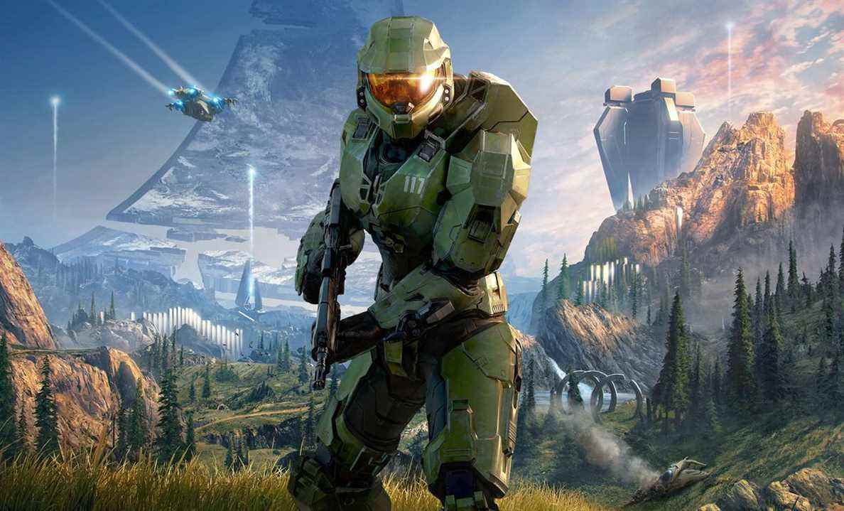 illustration de Master Chief sur un anneau Halo de Halo Infinite